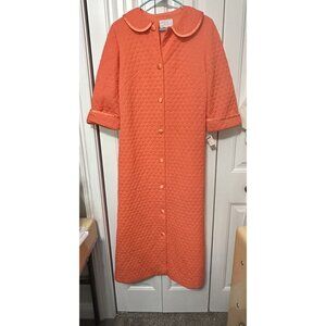 Vintage Gossard Artemis Robe Quilted Womens Orange Long 12 Desert Coral